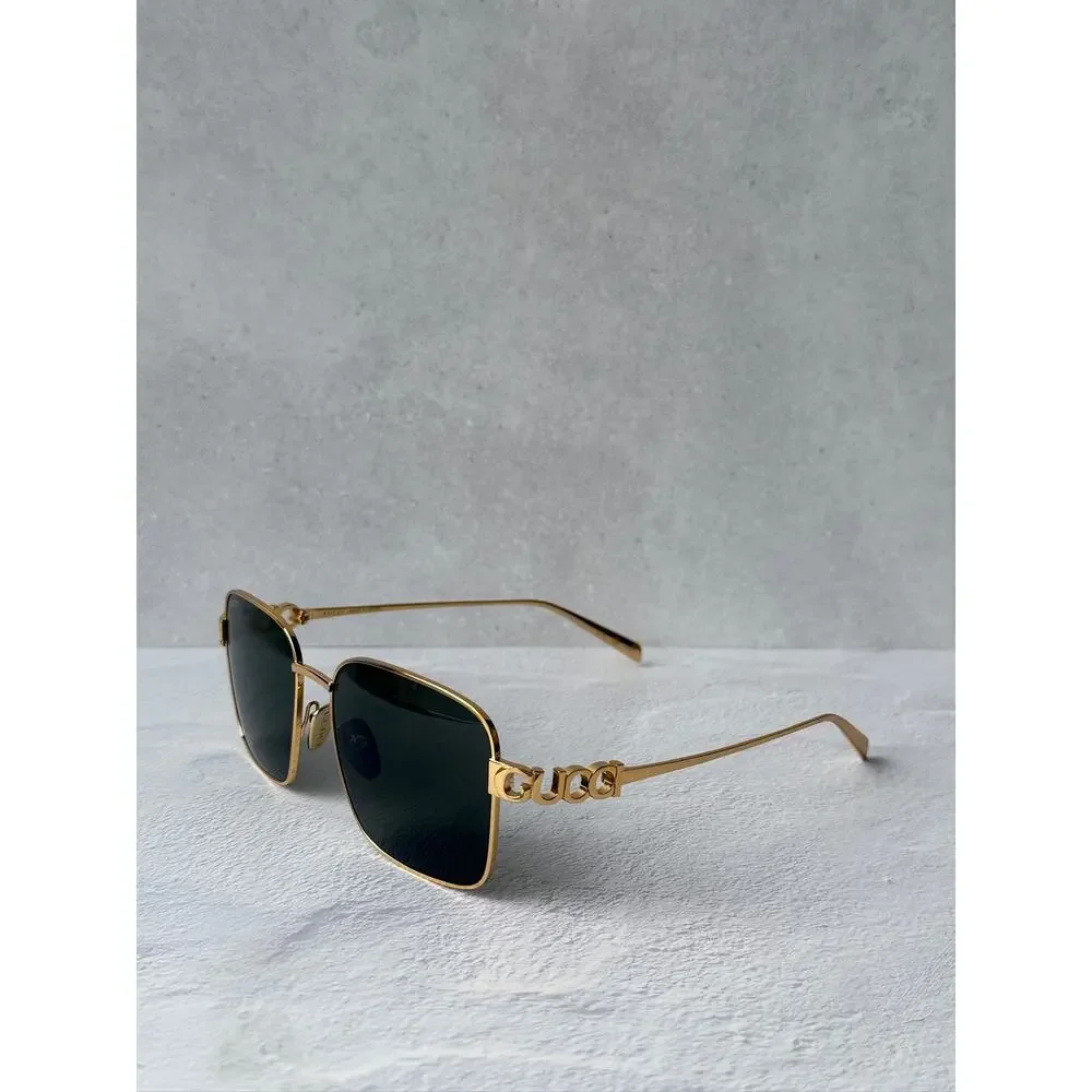 NEW Gucci GG1937S Gold Square Grey Lens Sunglasses $710